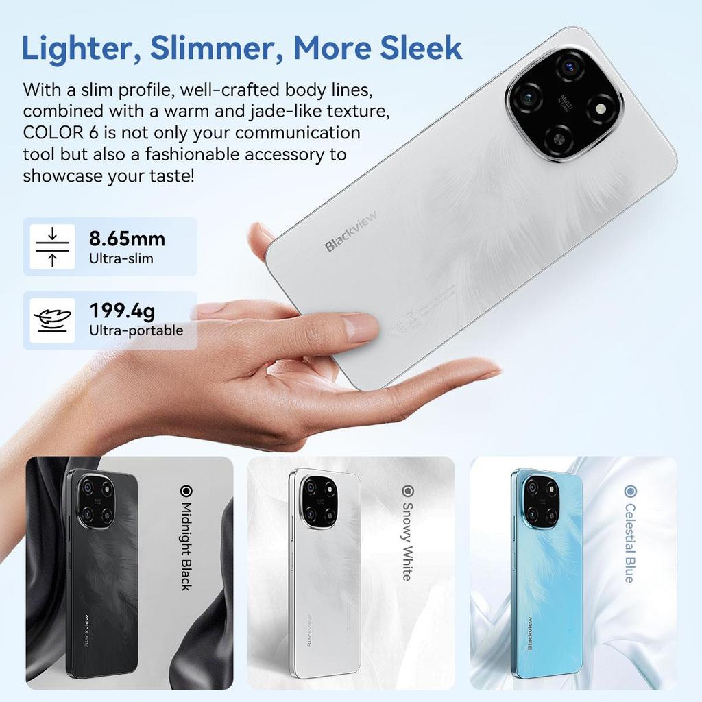Blackview COLOR 6 Смартфон Мобильный телефон Android 15 8 ГБ 128 ГБ/256 ГБ 6,67 дюйма 2,4K Дисплей 90 Гц Сотовый телефон