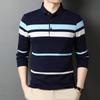 Весенняя новая мужская футболка с длинными рукавами, рубашка-поло с воротником в полоску, нижняя рубашка, мужская одежда для молодых и средних лет, свободная