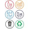 6 Pack 6" Glass, Paper, Plastic, Metal, Trash, Recycle Sign Stickers - Self-Adhesive Vinyl Decal Recycle s - Eco-Friendly Trash Can Signs - 6" -