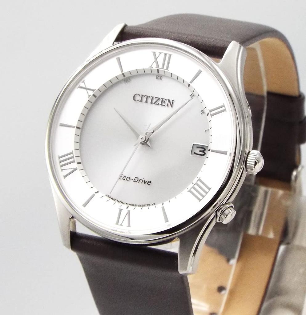 Citizen Eco-Drive Radio-Controlled Watch Men's CITIZEN Solar with Genuine Leather Strap and Replacement Strap AS1060 (Silver)