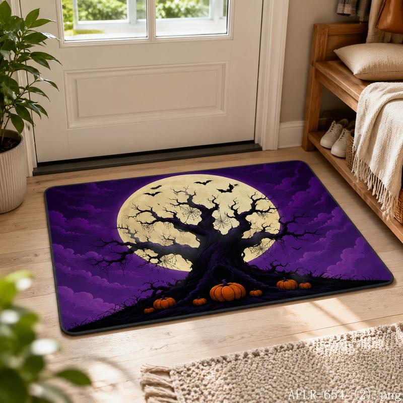 Thrilling Gothic Halloween Doormat, Non-Slip Easy Clean Rug, Spooky Welcome Mat, Scary Entryway Carpet, Horror Home Decor