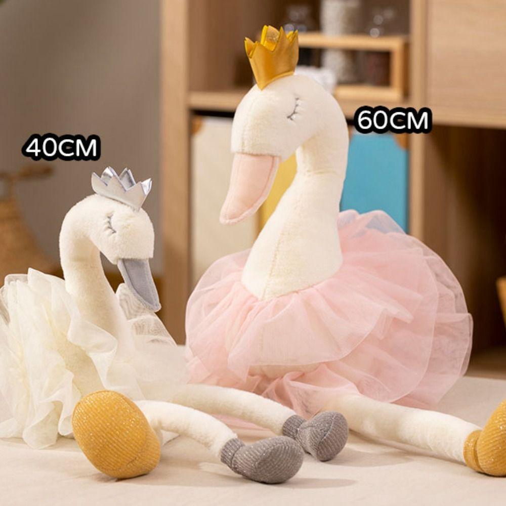 White&Pink Color Stuffed Swan Doll Princess Dress Swan Animal Toy Birthday Wedding