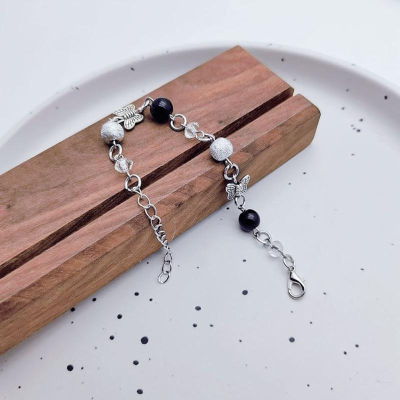 Fashionable Y2K Beads Bracelet Trendy Wristwear Delicate Chain Bracelet Splicing Bracelet Alloy Material for Party Daily