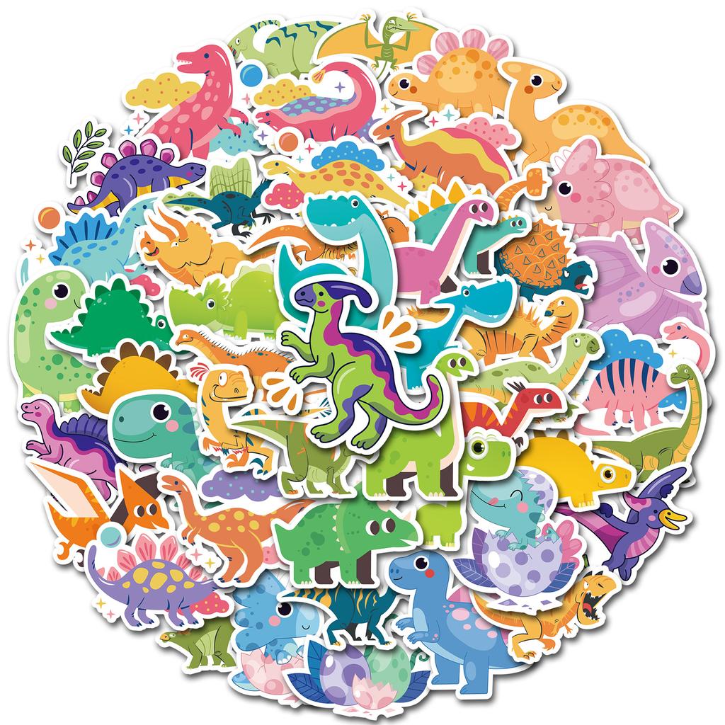 50pcs Cartoon Dinosaur Sticker for Children Water Bottle Skateboard Waterproof Graffiti Stickers