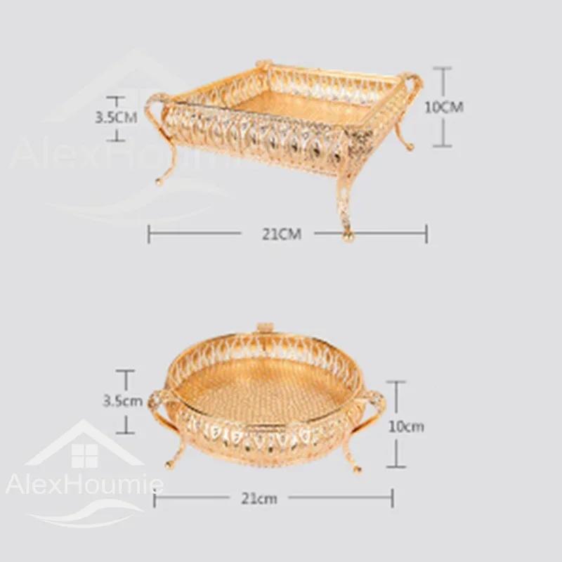 Retro Style Gold Serving Tray Fruit Snack Dessert Candy Storage Plates Dish Stand for Home Bar Party Coffee Wedding Decoration