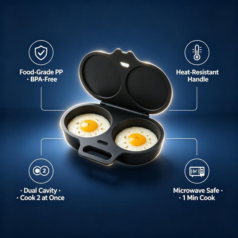 Microwave Egg Poacher Dual Cavity Breakfast Maker with Lid Handle Food Grade Oil Free Cooking Egg Cooker Mold Kitchen Tool 20261