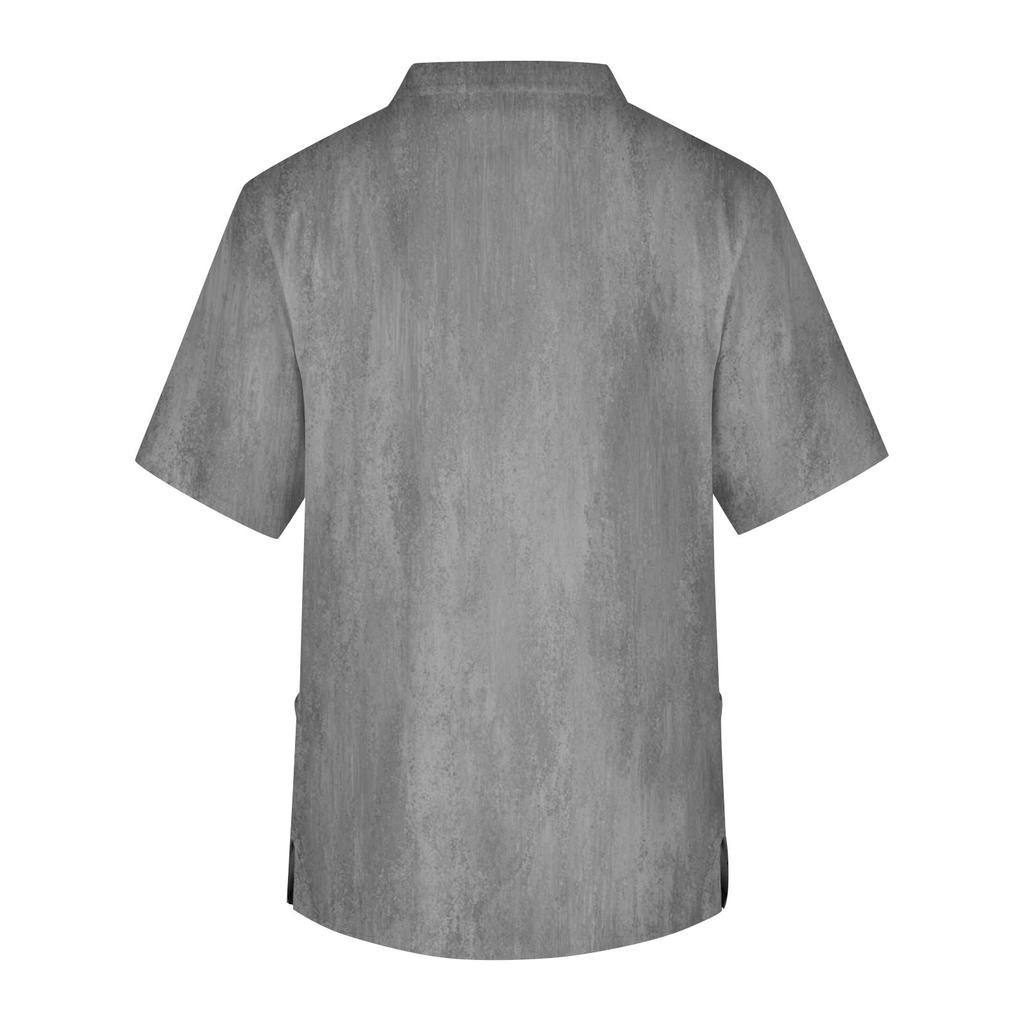 Мужская рабочая блузка с короткими рукавами и v-образным вырезом с принтом, топ с нагрудным карманом