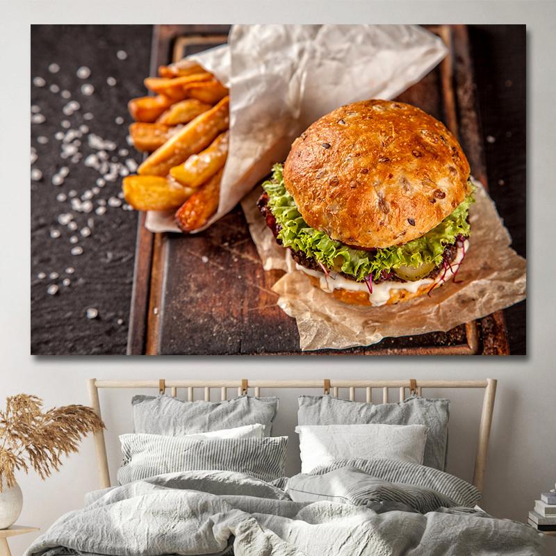 Картины быстрого питания в американском стиле, картины на холсте, гамбургер, картофель фри, постеры для хот-догов и принты для гостиной, кухни, настенный декор
