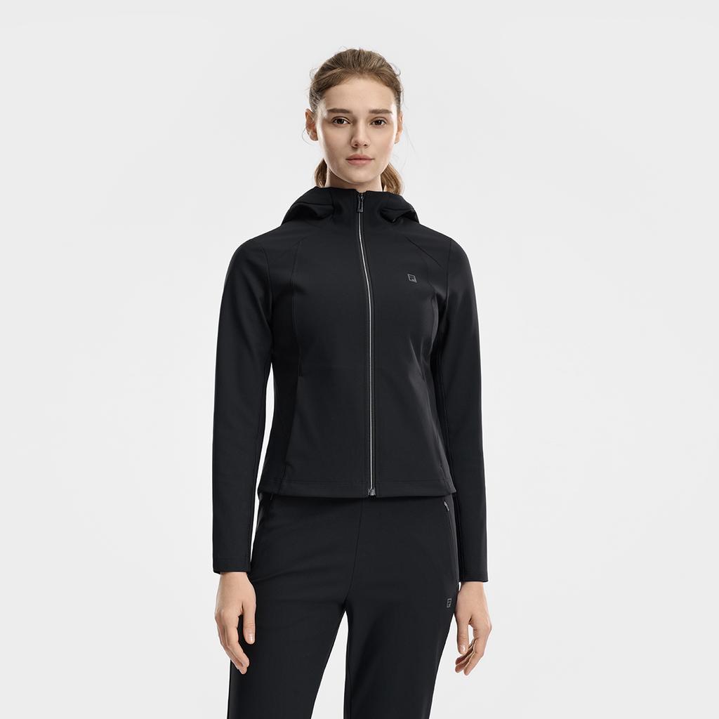 Fila Фитнес Классическая Простая Спортивная Тренировка Удобная Универсальная Тонкий Вязаный Худи Куртка Женские куртки Глубокий Черный A11W621503FBK