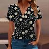 Women's T Shirt Tee Printed Short Sleeve Daily Weekend Fashion Basic V Neck Regular Top