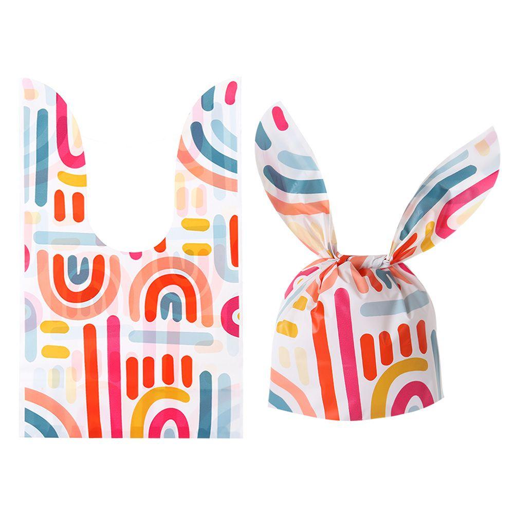 50 шт. Новые пасхальные картонные мешочки с ушками кролика, пластиковые мешочки для конфет в виде животных для детей, упаковка для печенья на день рождения, подарки своими руками