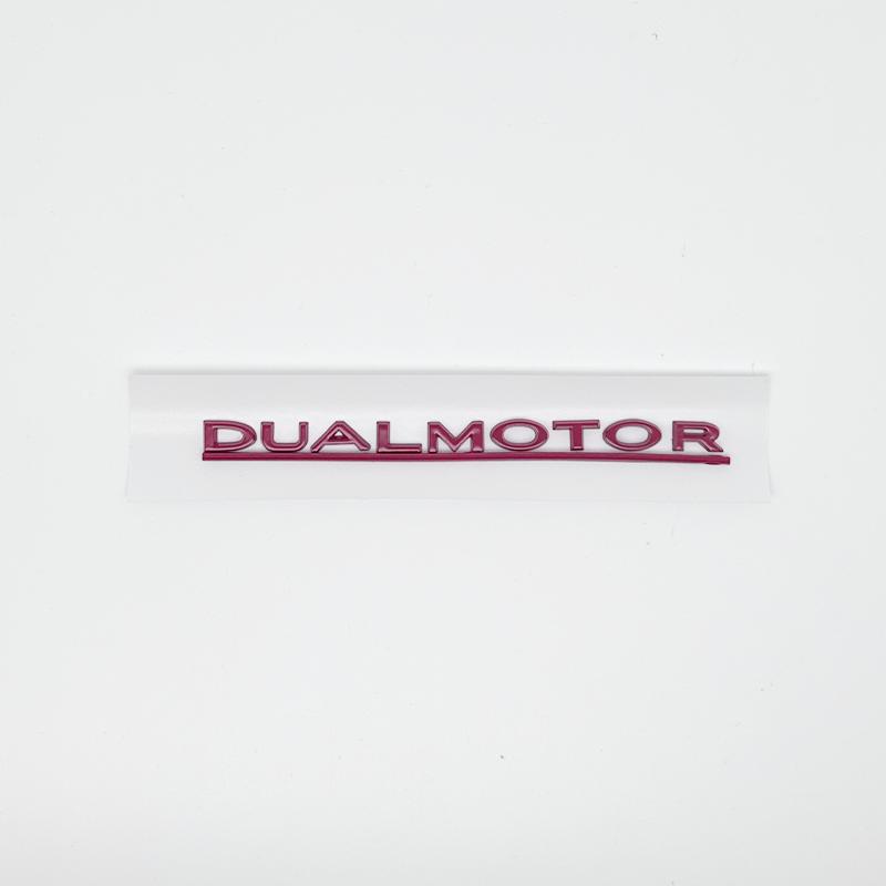 3D ABS Chrome Red Line Black Logo DUAL MOTOR Emblem Letters Car Styling Trunk Badge For Tesla 3 Y S X DUAL MOTOR Accessories