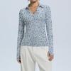 Women's Fashion Casual Print V-Neck Long Sleeve Button-Down Top