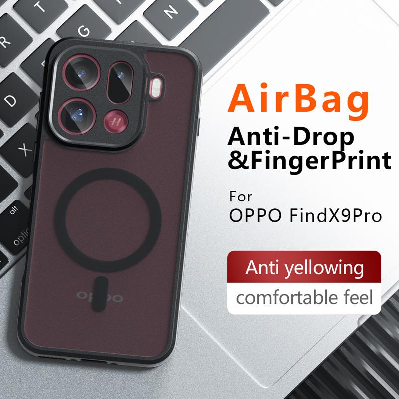 Для OPPO Find X9 Pro X9 Чехол Ударопрочный Магнитный Матовый PC+TPU Защита от отпечатков пальцев Полупрозрачная Крышка для Find X 9