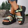 Модные спортивные сандалии на массивной платформе, женские туфли на танкетке, увеличивающие рост, женские 2025 лето, толстая подошва, на липучке, сандалии больших размеров