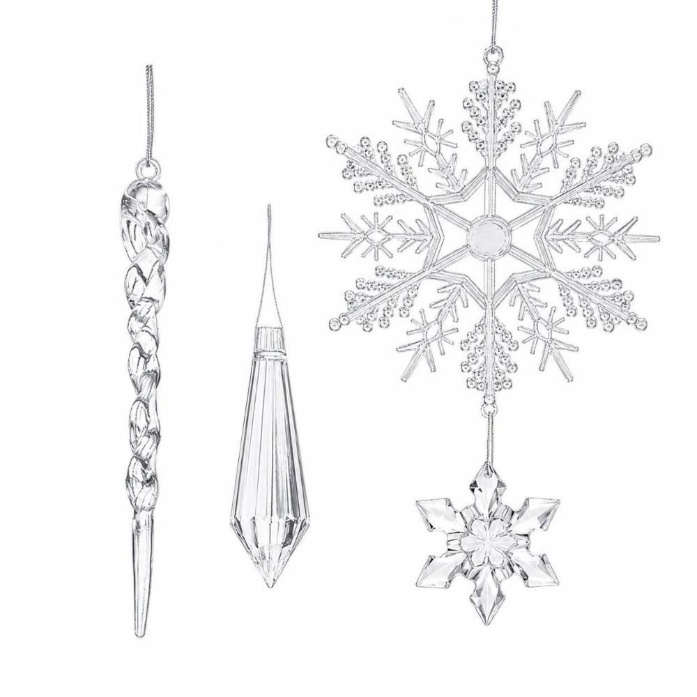 24pcs/set DIY Clear Snowflake Pendants Clear Christmas Tree Ornament Winter Season