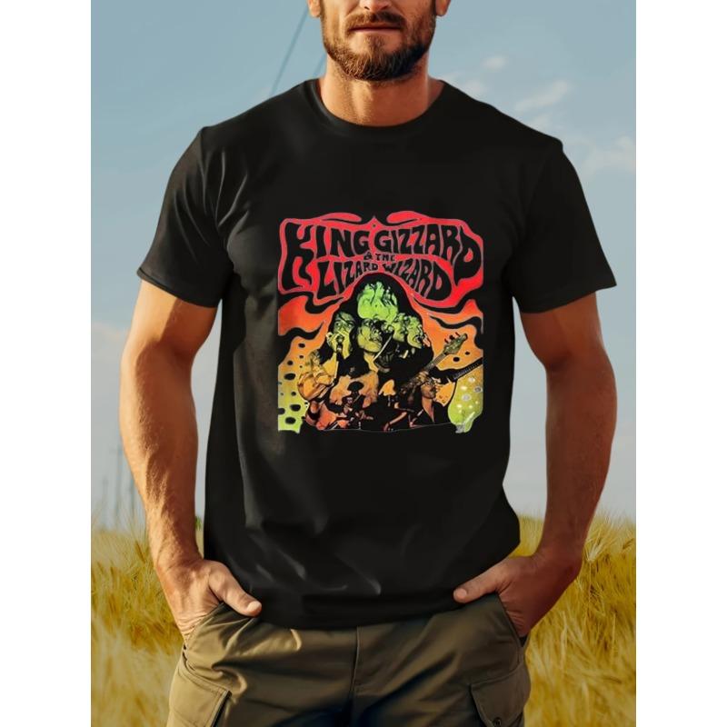 Футболка King Gizzard And The Lizard Wizard Психоделическая Австралийская Музыка Графическая Футболка Повседневная Веселая Футболка Белая