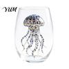 Stylish Nautical Themed Cup Marine Animal Theme Clear Glass Tumbler, Handcrafted Painted Glassware, Creative Iced Coffee Juice Unique Drinking
