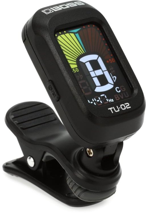 BOSS Clip Color compatible with compact 4 tuning up to 24 hours of continuous auto TU-02 Tuner display, guitar, bass, ukulele, etc., size, modes,