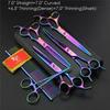 7.0" 8.0 Ch Profional Pet Scissors for Dog Groomg Straight & Thng & Curved Shears FeShark Teeth 4pcsSet +Comb Bag