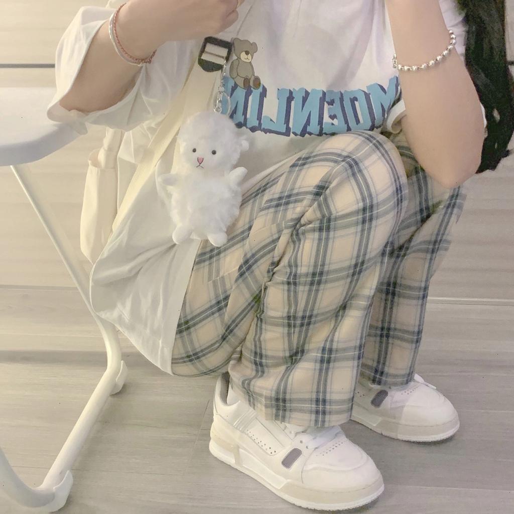 Pants With Work Womens Casual Pockets Elastic Waist Plaid Pants