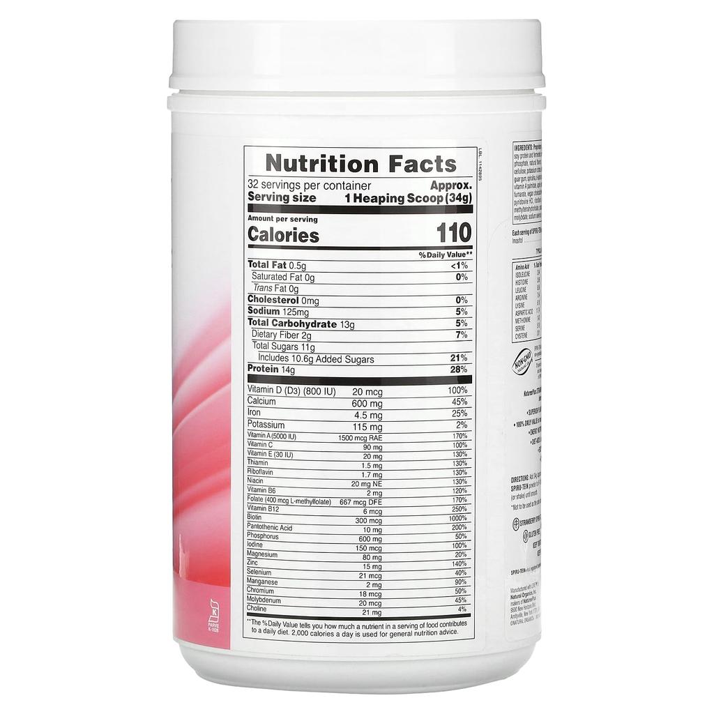 NaturesPlus Spiru-Tein, High Protein Energy Wheat, Strawberry, 2.4 Lbs (1088 G)