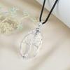 Crystal Pendant Wire Wrapped Gemstone Crescent Moon Pendant Necklace Handmade