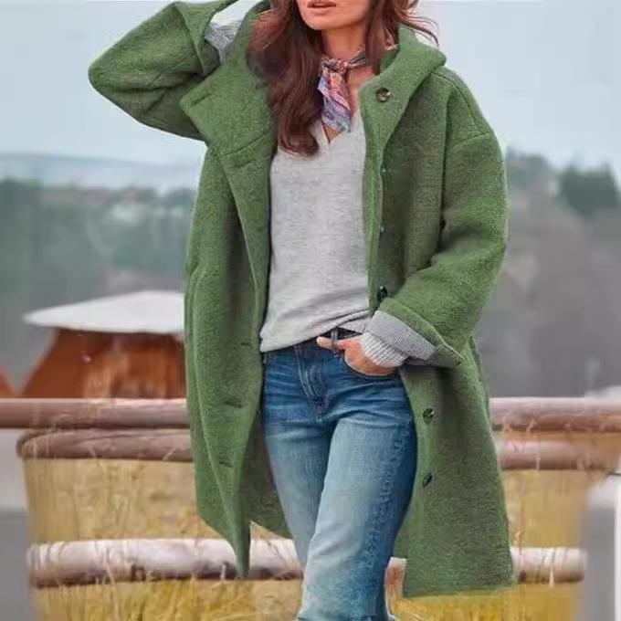 Women's Mid-Length Hooded Autumn Coat - Single-Breasted, Multi-Color & Multi-Size Casual Style (2026)