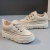 Women's Solid Color Sneakers, Casual Lace Up Outdoor Shoes, Comfortable Inner Heightening Shoes