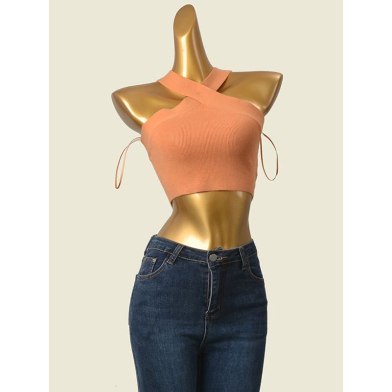 Affordable Luxury Fashion Brand Cross-Halterneck Vest Fashion Wind Sexy Sexy Short Inner Wear Knitting Base Small Sling