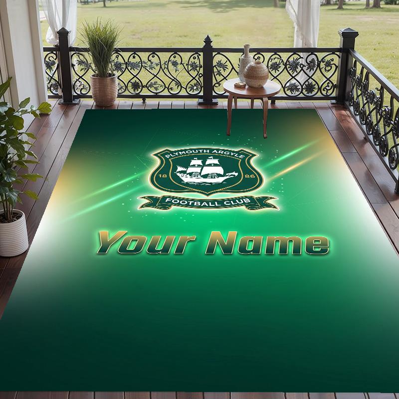 Custom Text Printed Rug Plymouth Argyle FC Non Slip Floor Carpet For Home Room Decor