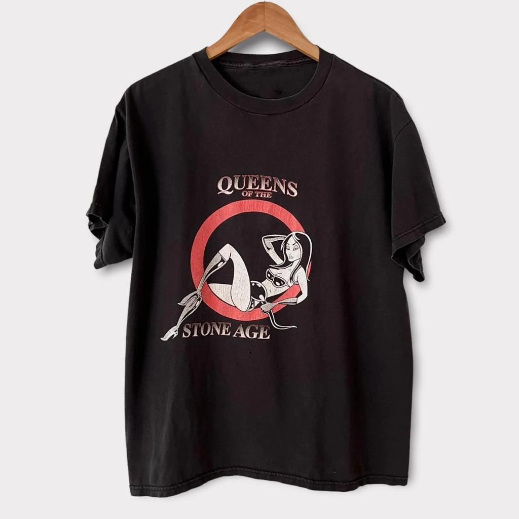 Винтаж 2002 Queens of the Stone Age Хлопок Черный Полный Размер Унисекс Футболка CM184
