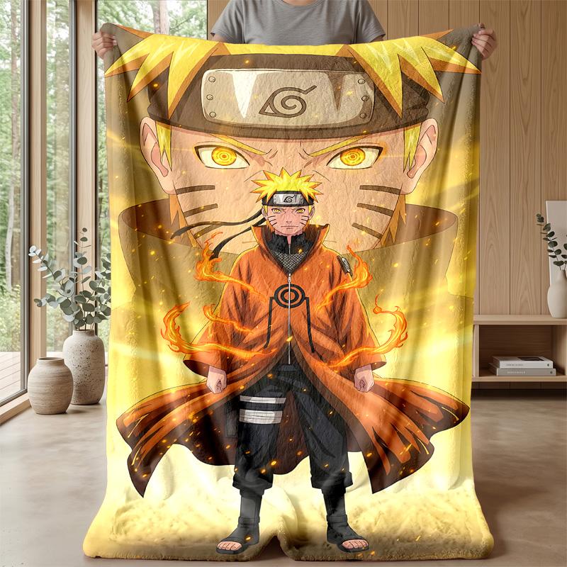 Naruto Uzumaki Printed Flannel Blanket Skin Friendly Warm Decorative Throw for Indoor Couch Bed Daily Use