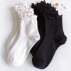 Ruffle Socks Women White Black Frilly Lolita Style Japanese Maiden Cute Kawaii Cotton Harajuku Princess Crew Socks