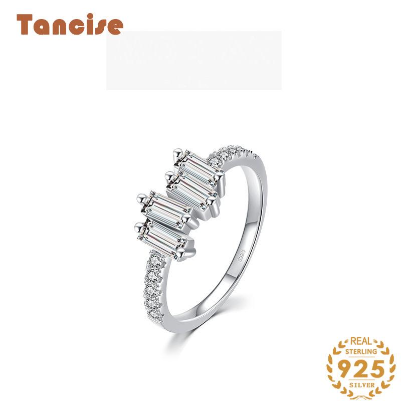 Tancise Classic стерлингового серебра 925 пробы кольцо с цирконом женские ювелирные изделия свадебное обещание вечерние подарок