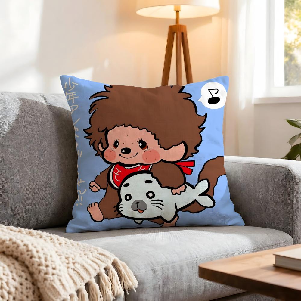 Character Monchhichi Cushion Cover 1Pcs Decorative Covers Soft Cushion Case For Sofa Couch Decor 40X40 45X45 Pillowcases