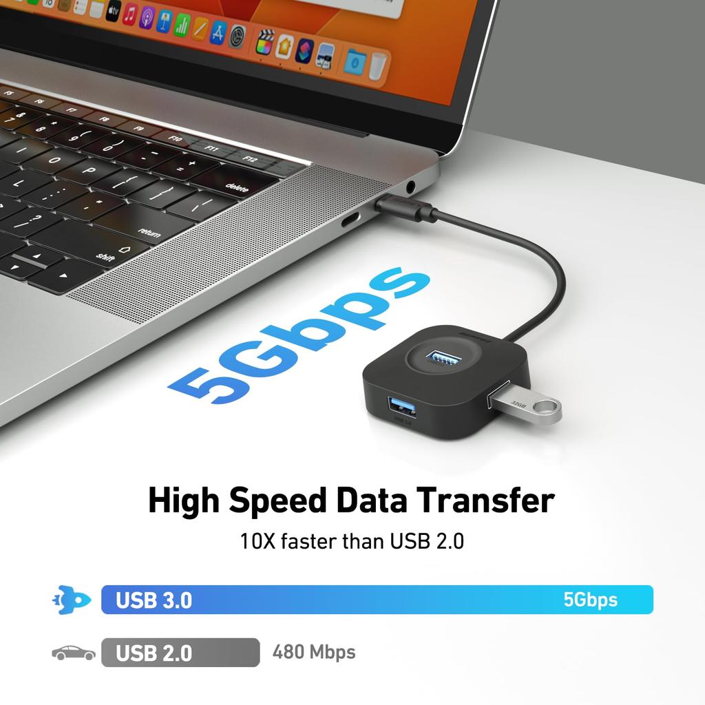 USB-концентратор BENFEI USB C с USB-разветвителем типа C со скоростью передачи данных 5 Гбит/с для Mac Flash Mobile HDD-концентратор, 4 порта 3.0 для передачи данных, MacBook, Pro, iMac, Surface, XPS, Drive,