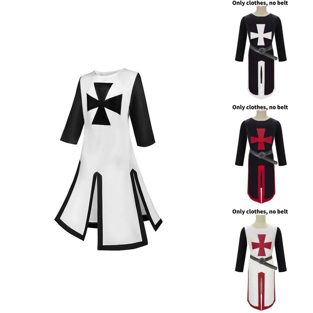 Knights Templar Costume For Stage Performance With Digital Print Cotton Blend For Adults