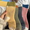 Женские осенне-зимние носки Утепленные Теплые Шерстяные Чулочно-носочные изделия В рубчик Полосатые Носки-махры Модные Носки Однотонные Простые Вертикальная полоска