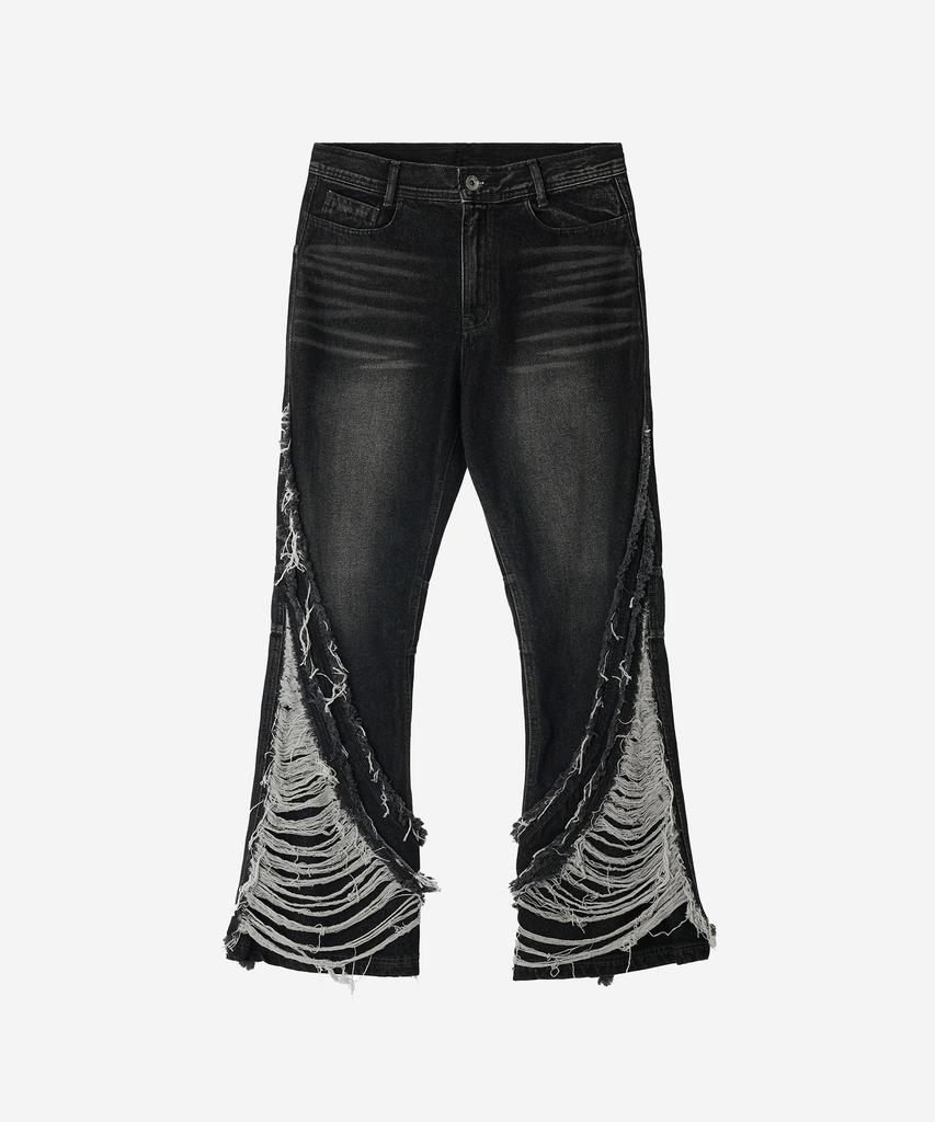 BLR Destroyed Crush Double Line Washing Denim Pants (Men)