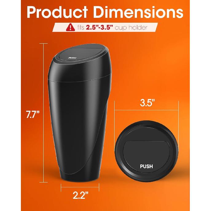 Aujen Car Trash Can - 2 Packs Car Accessories, Easy-To-Clean Garbage Can With Auto-Closing Lid, Litter Organizer And Storage With Disposable Bags,