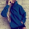 Womens Oversized Hooded Sweatshirt Long Sleeve Solid Color Fleece Lined Casual Top Teens Young Adults