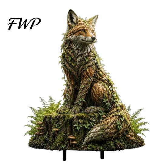 Storybook Style Patio Ornament Woodland Spirit Garden Stake, Forest Animal Yard Decor, 3D Rustic Stake Statue for Fairy Planter & Outdoor Display