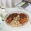 Поднос для закусок с крышкой, 6 отделений, пластиковый пыленепроницаемый, удобный в уходе круглый поднос для еды для сухофруктов
