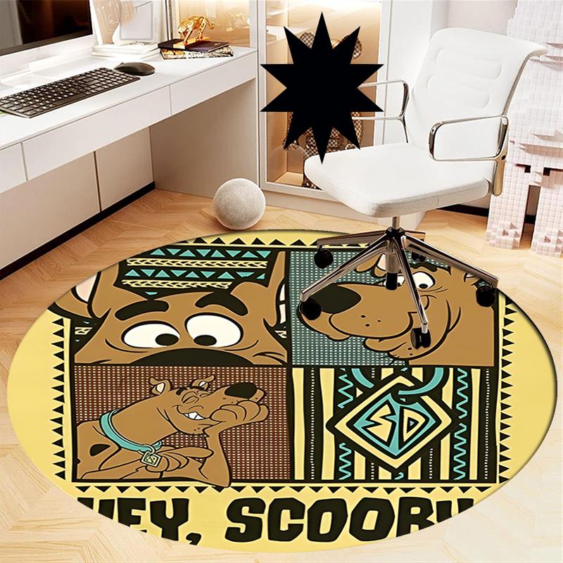 Scooby-Doo Printed Round Rug Carpet Chair Rug Area Rug Entryway Doormats,for Office Chair Living Room Bedroom Kitchen Room.
