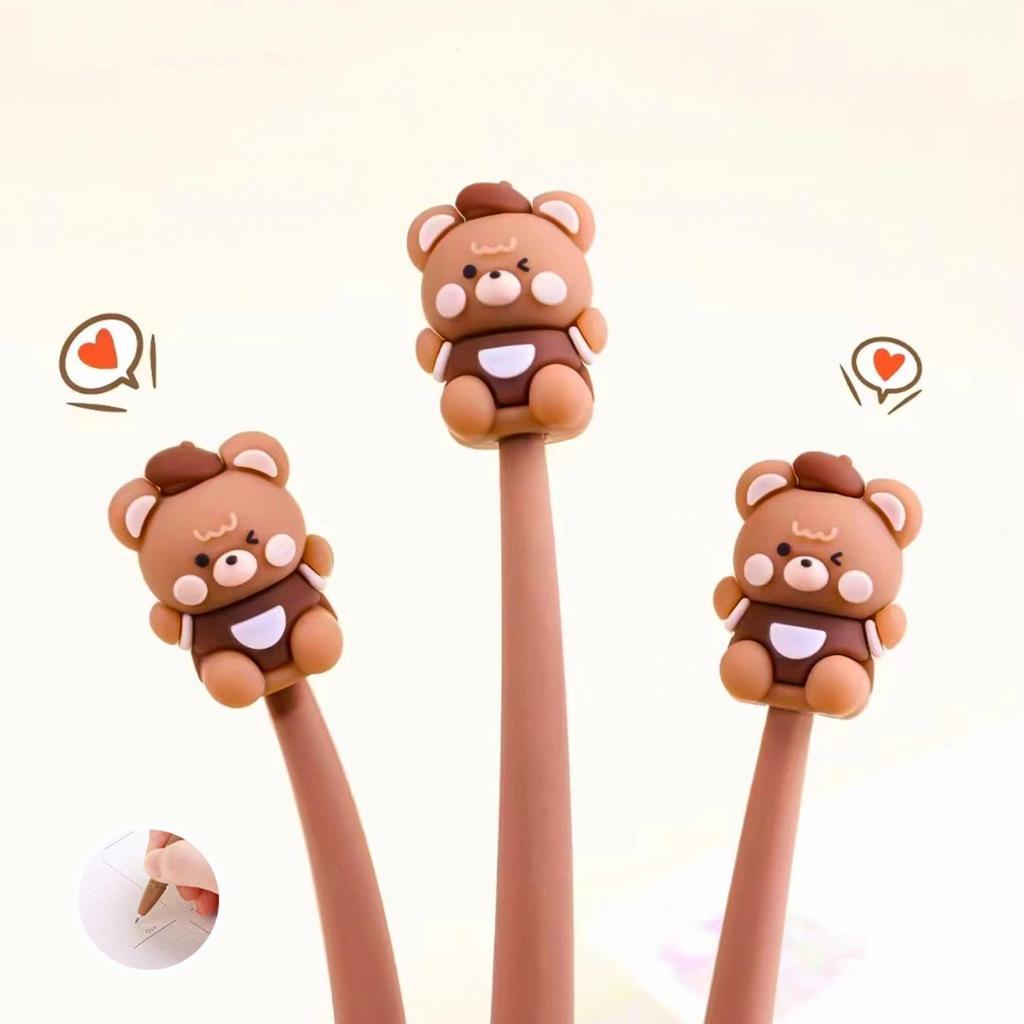 1pcs Coffee Bear Shake Gel Pen 0.5mm Ballpoint Black Color Ink for Writing Office School Supplies