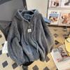 Spring and Autumn Women's Fashion Loose Drawstring Hooded Knitted Sweater