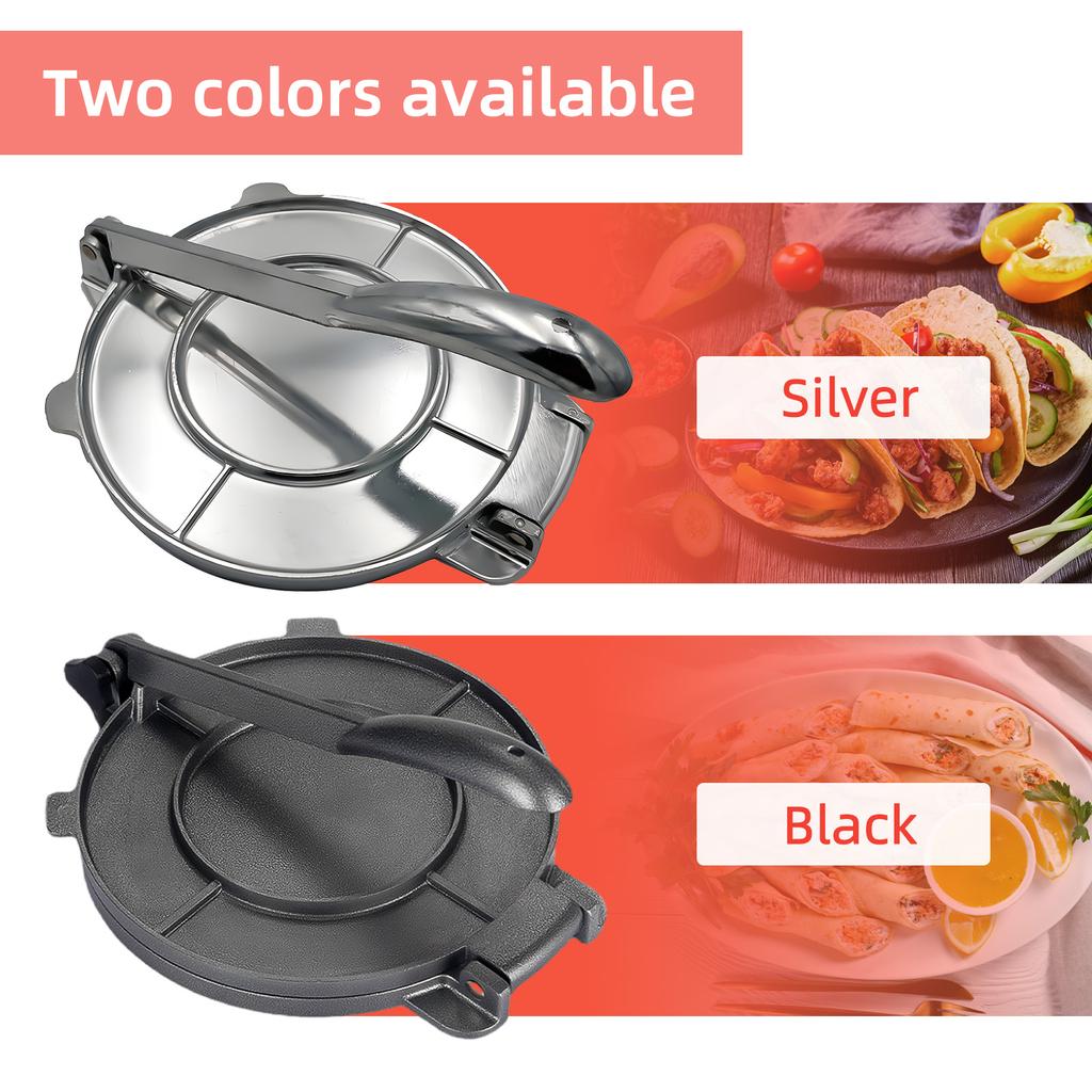 Пресс для тортильи 8 дюймов, мощный пресс для тортильи из алюминиевого сплава, предварительно приправленный аппарат для приготовления роти с ручкой для пиццы из кукурузного теста