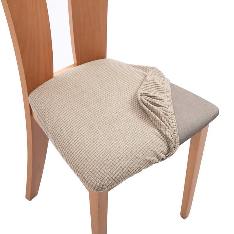 Spandex Jacquard Chair Cushion Cover Dining Room Upholstered Cushion Solid Chair Seat Cover Without Backrest Furniture Protector