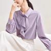 Women's Long Sleeve Chiffon Blouse - 2025 Spring Fashion Trend, Age-Reducing, Lined Top